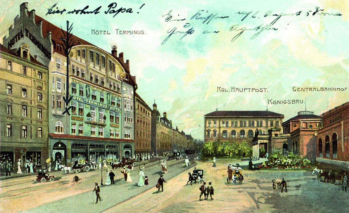 Südlicher Bahnhofsplatz 1907 – Hotel Terminus und Centralbahnhof